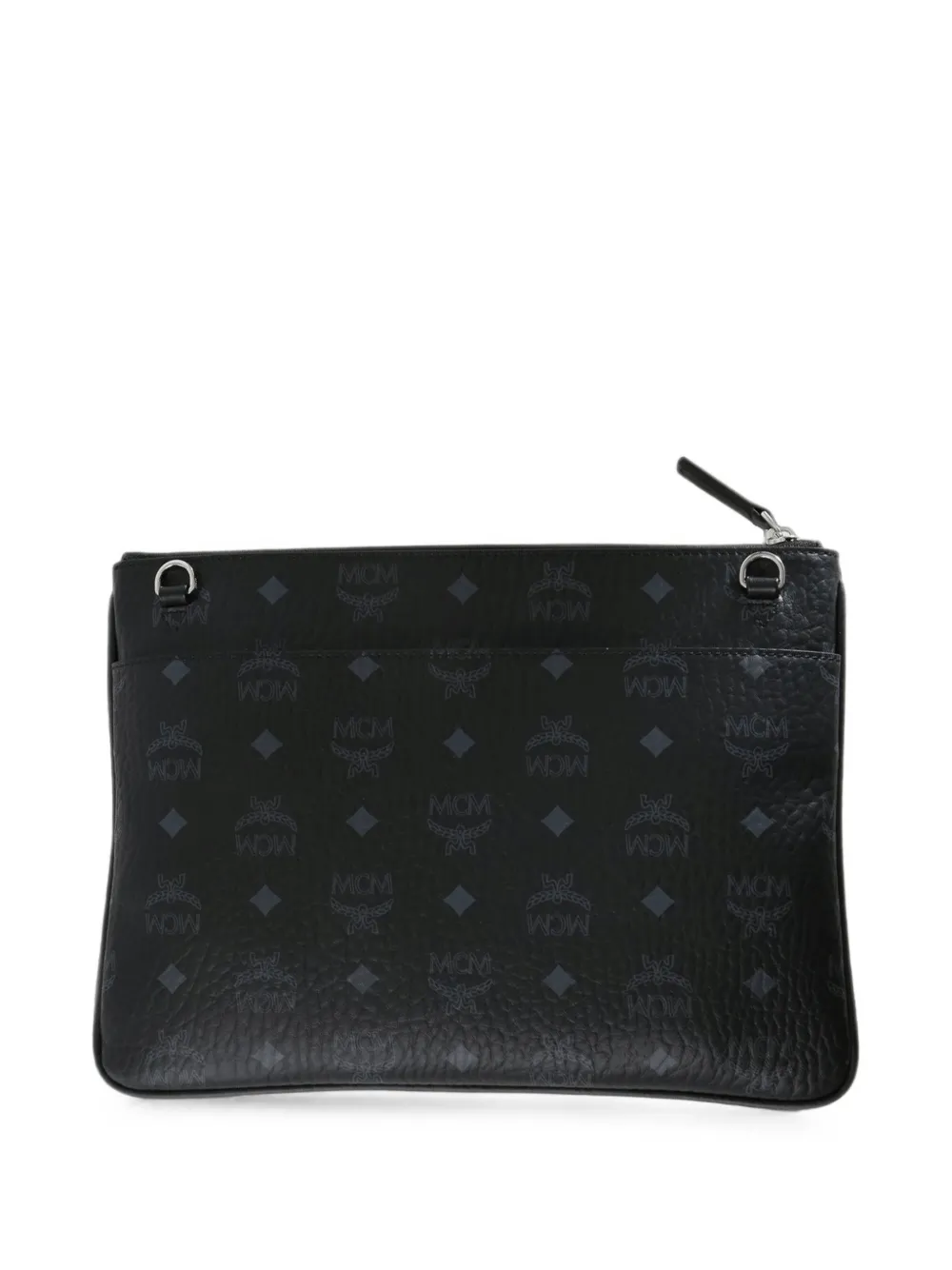 MCM medium logo-print pebbled cross body bag - Nero