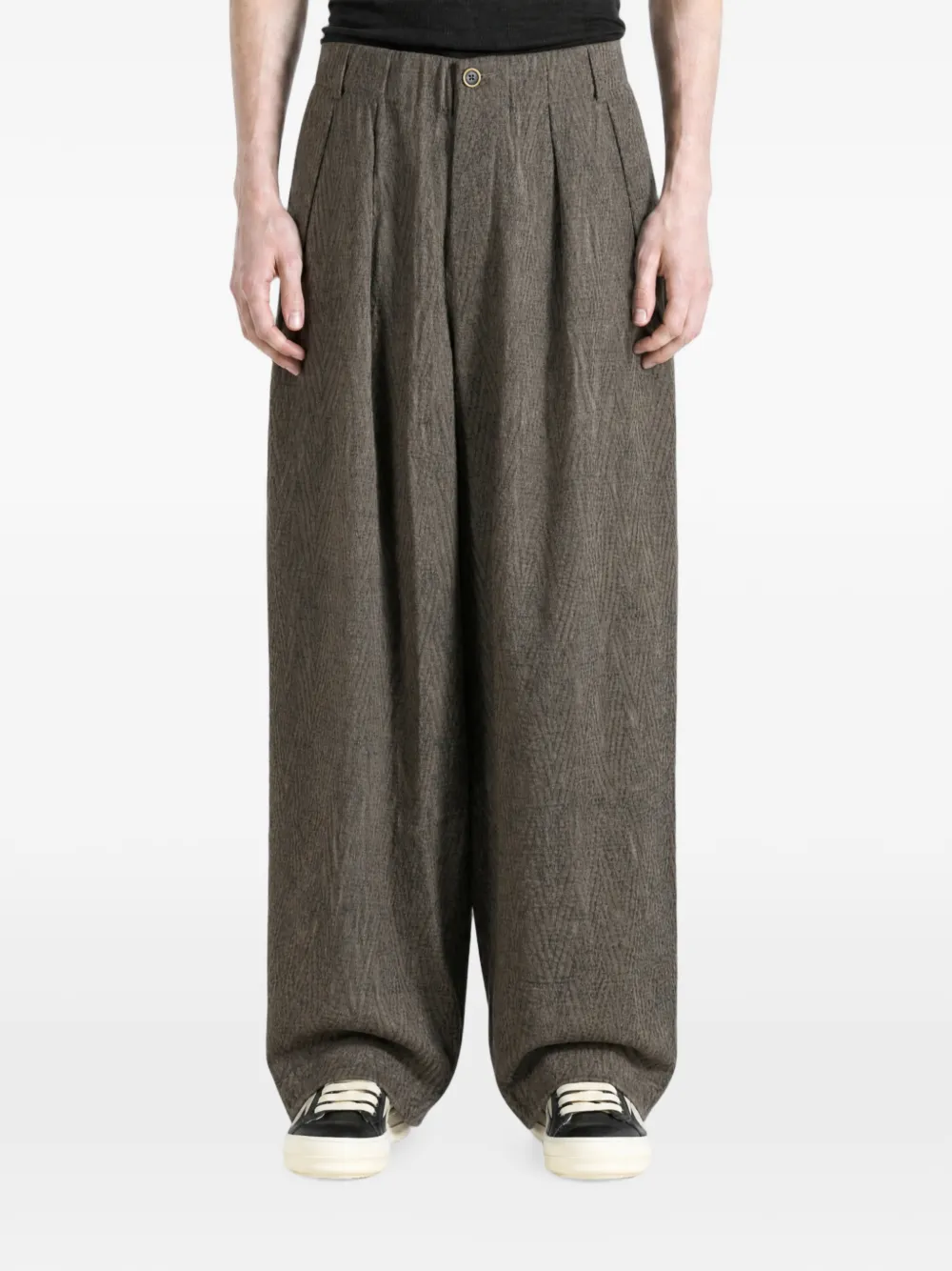 Uma Wang Plooibroek met chevron-patroon Grijs