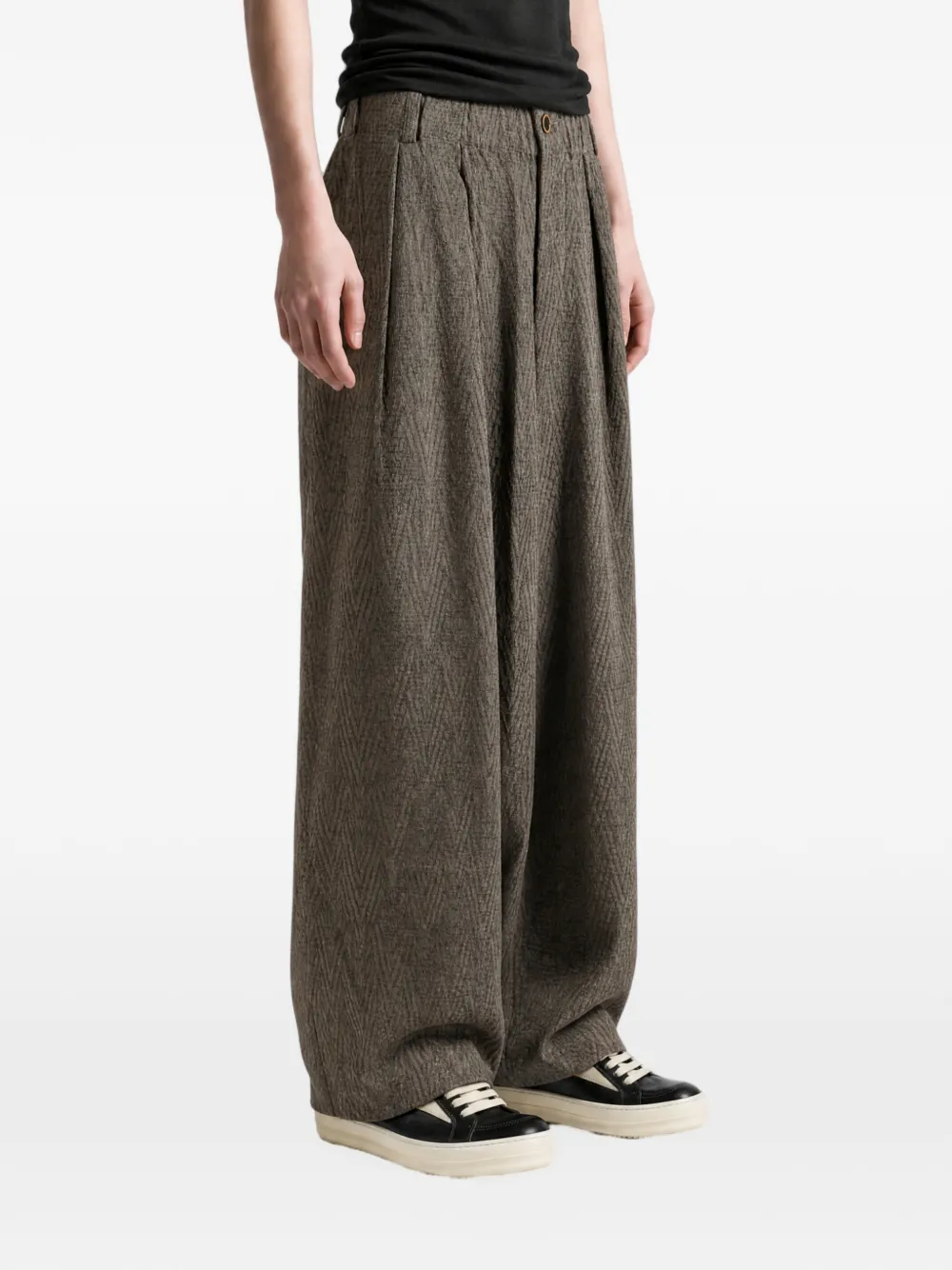 Uma Wang Plooibroek met chevron-patroon Grijs