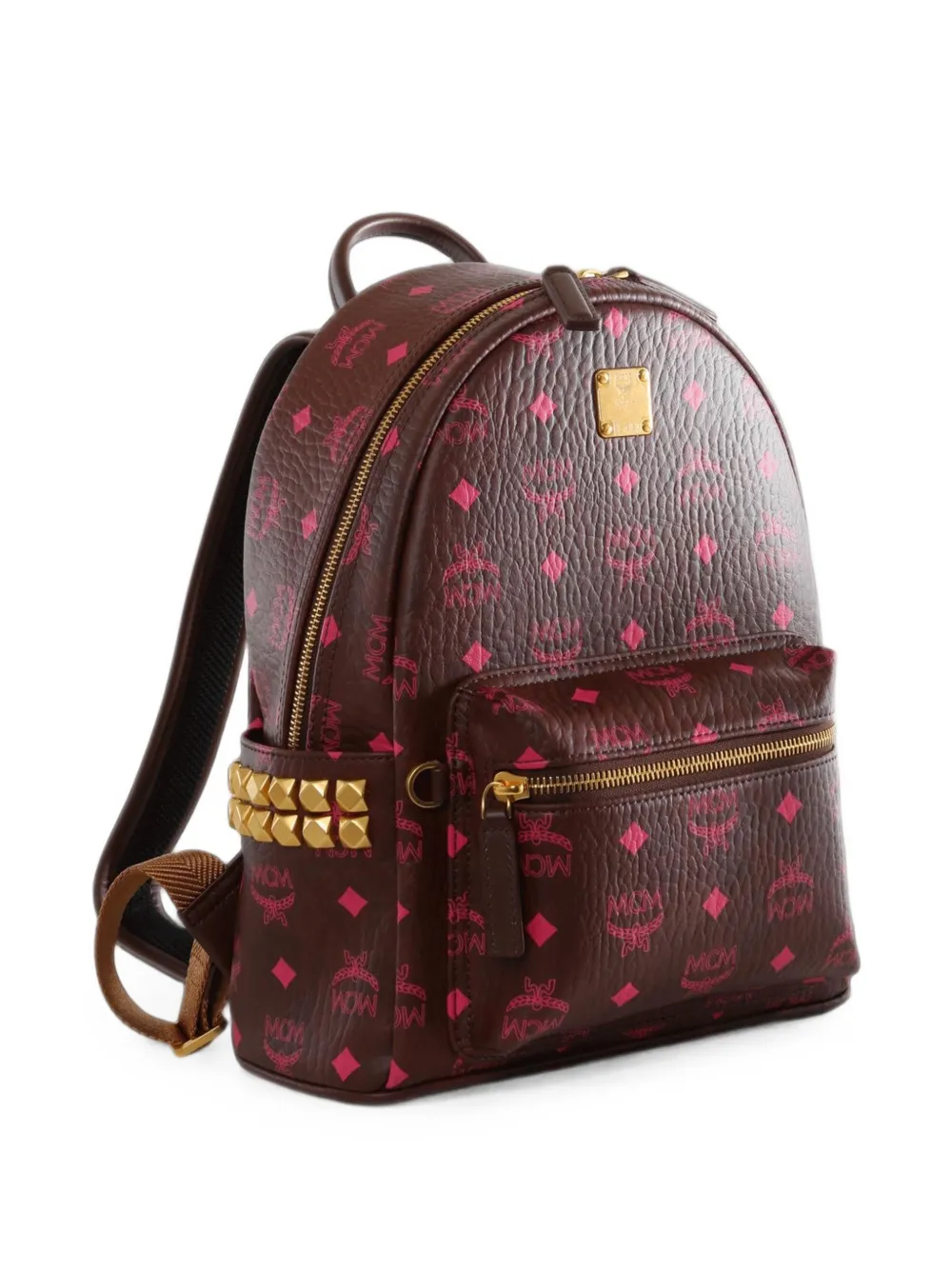 MCM Stark monogram-print studded backpack Bruin