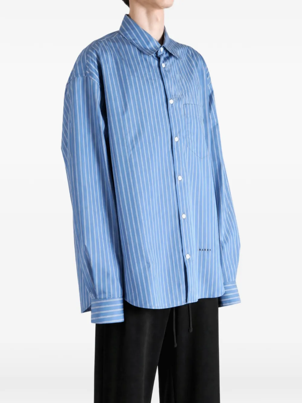 Marni vertical-stripe long-sleeve shirt Blauw