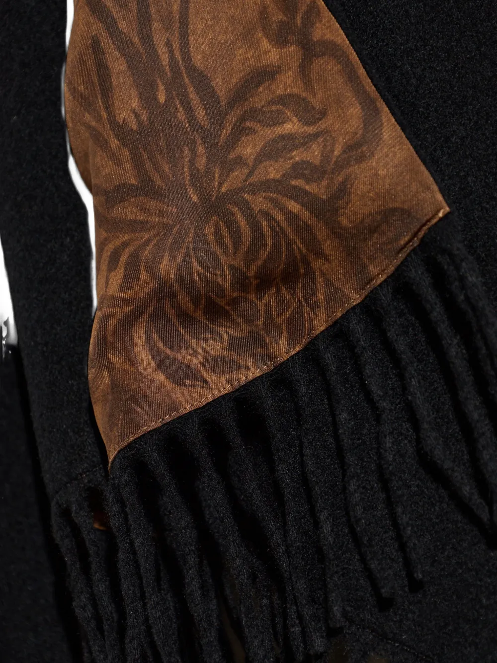 Ferragamo Dubbelzijdige poncho met franje Zwart