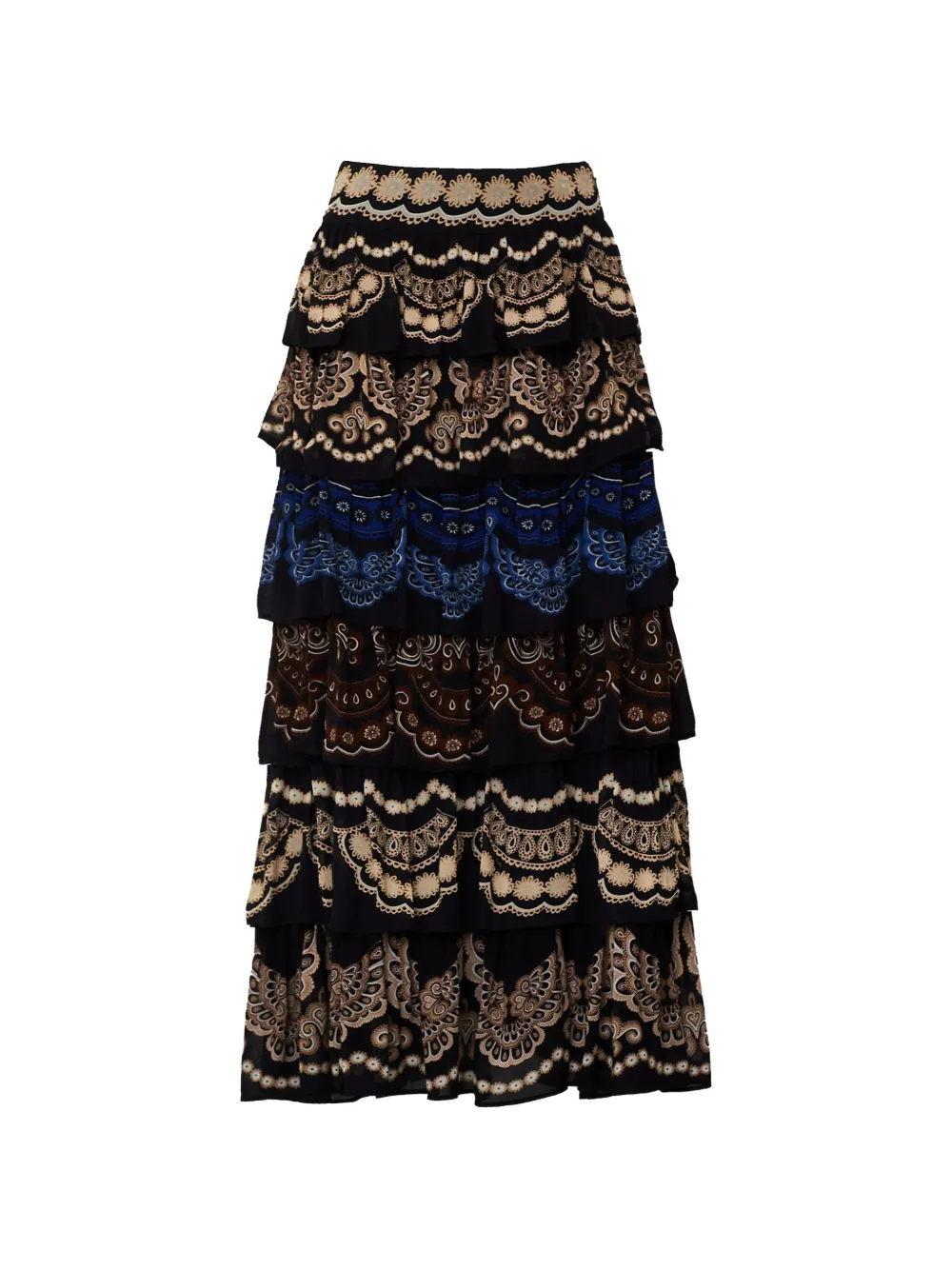 FARM Rio Nicole ruffled maxi skirt Zwart