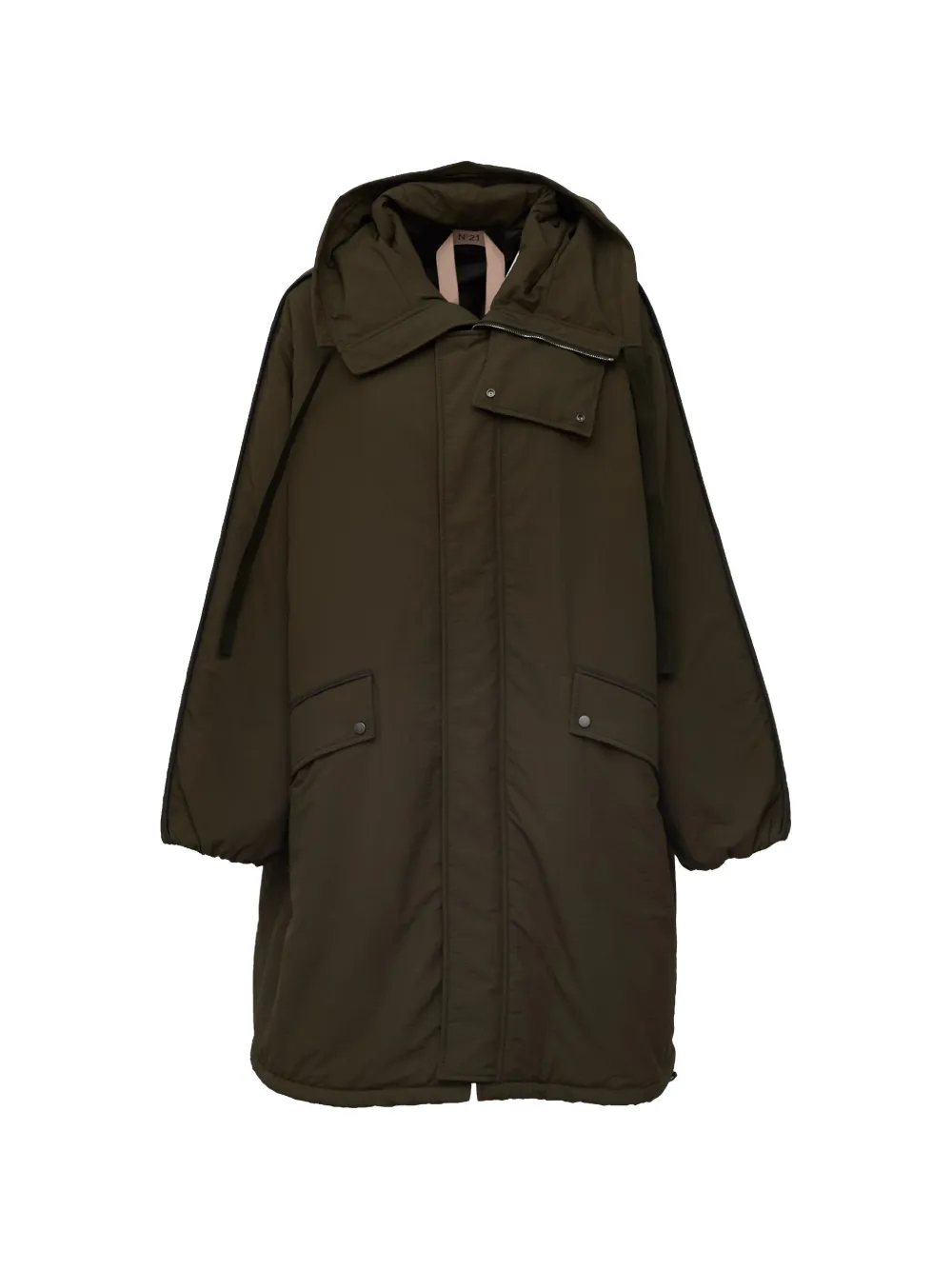 N°21 Quilted-panel Parka In Green