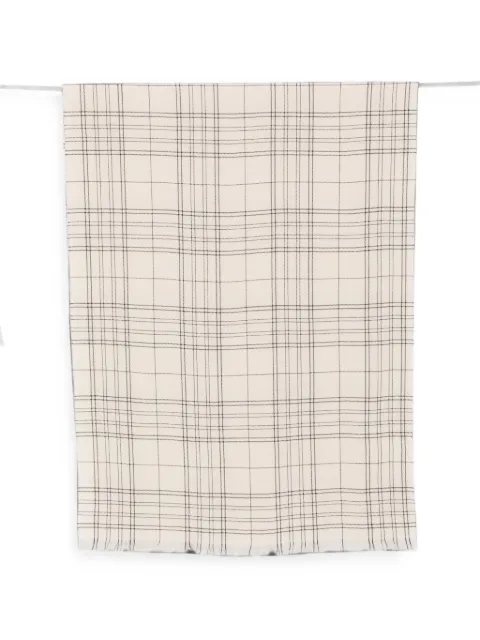 Destin check-pattern fringed scarf