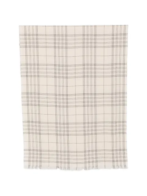 Destin check-pattern fringed scarf