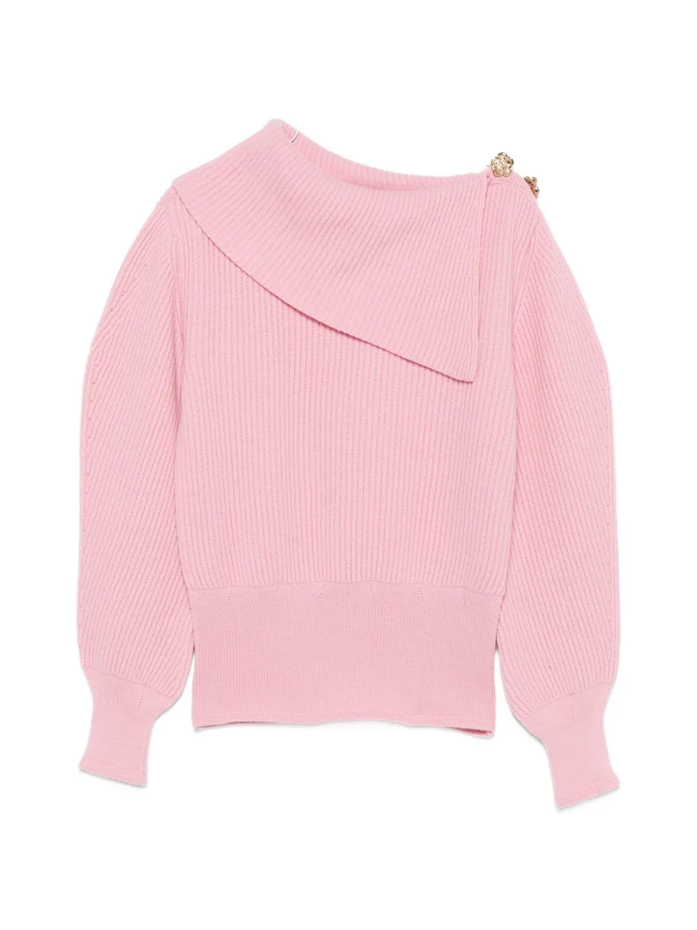 Blumarine off-shoulder rose-embellished sweater - Rosa