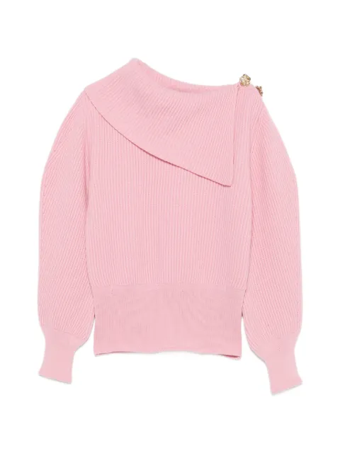 Blumarine off-shoulder rose-embellished sweater