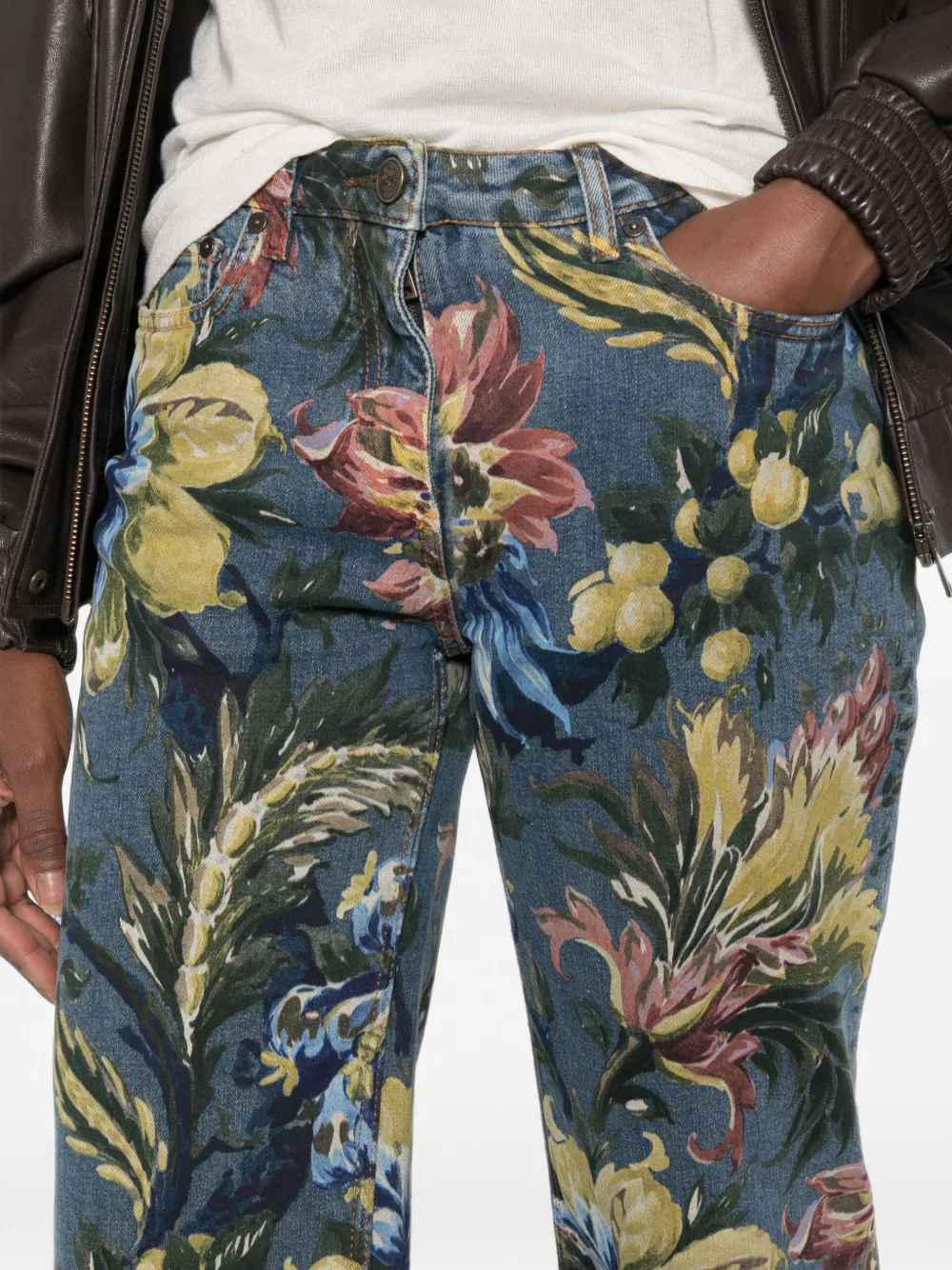 ETRO Jeans met bloemenprint Blauw