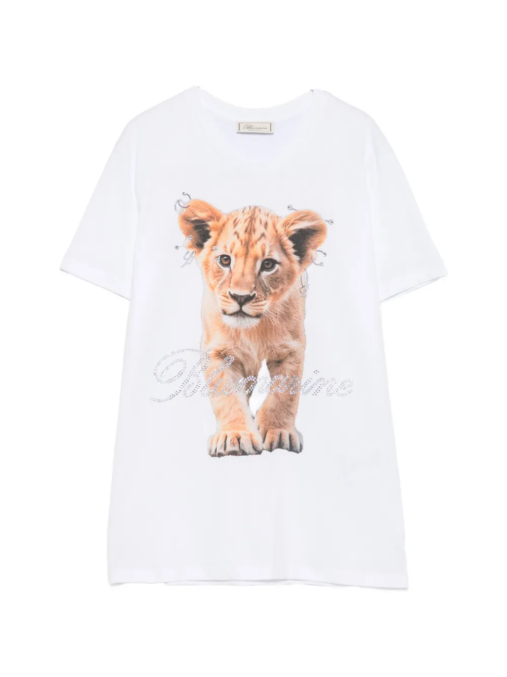Blumarine lion-print crystal-embellished T-shirt - Weiß