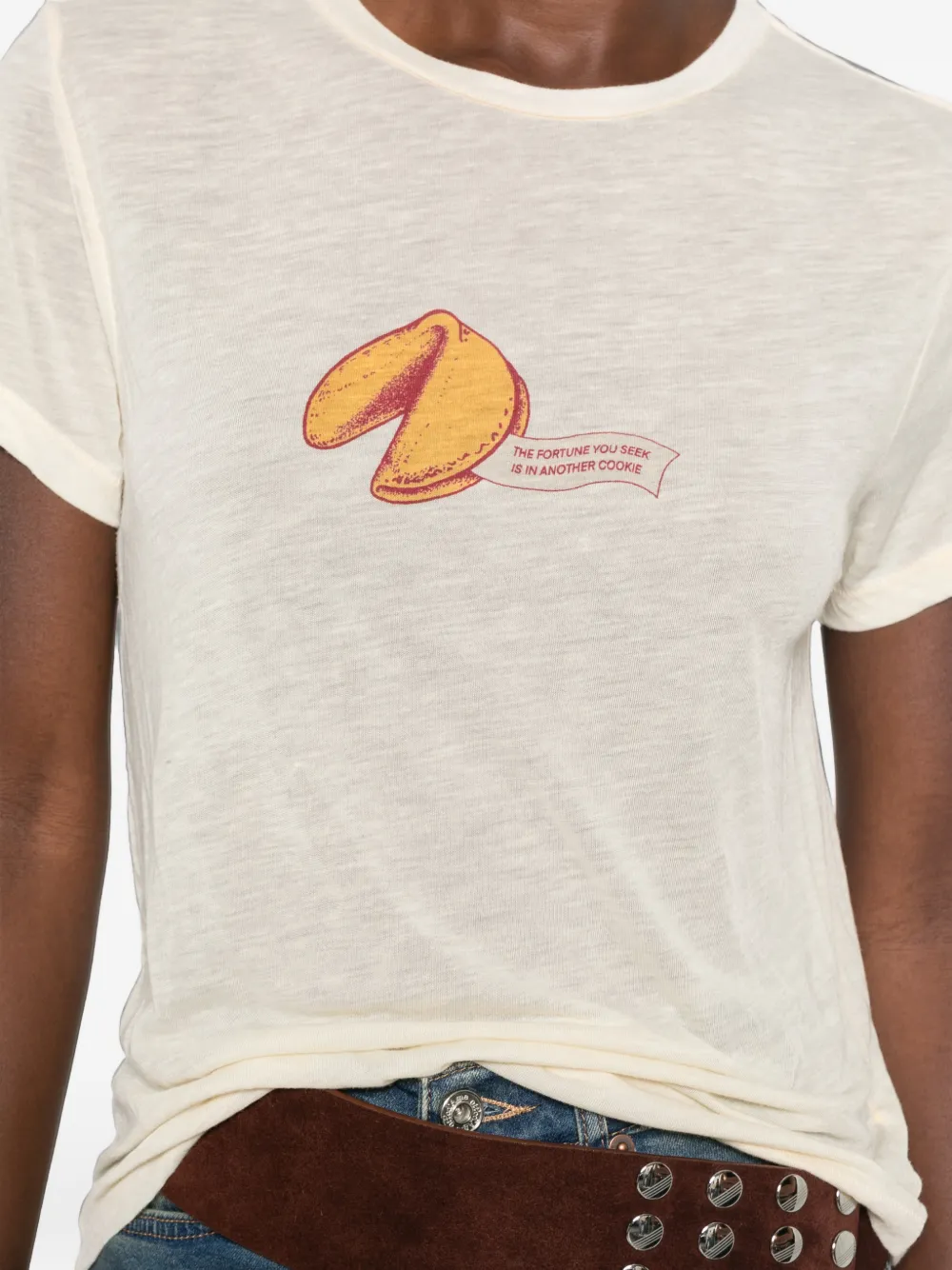 RE DONE Fortune T-shirt met koekjesprint Beige