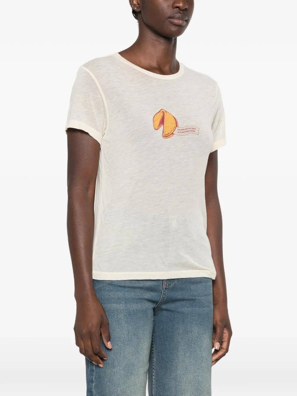 RE DONE Fortune T-shirt met koekjesprint Beige