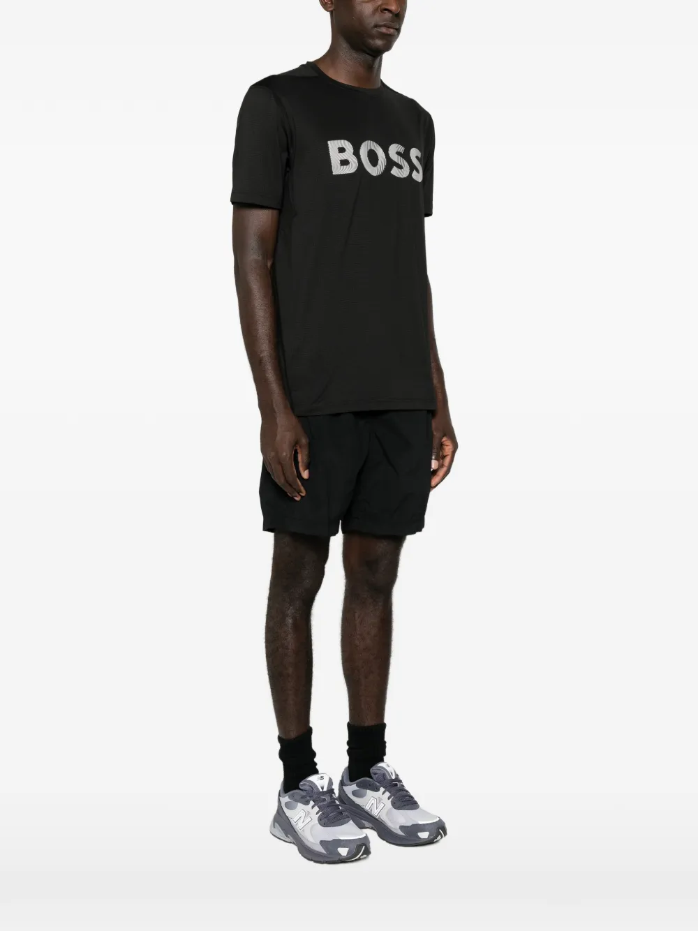 BOSS T-shirt met logoprint Zwart