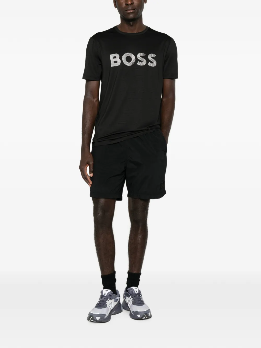 BOSS T-shirt met logoprint Zwart