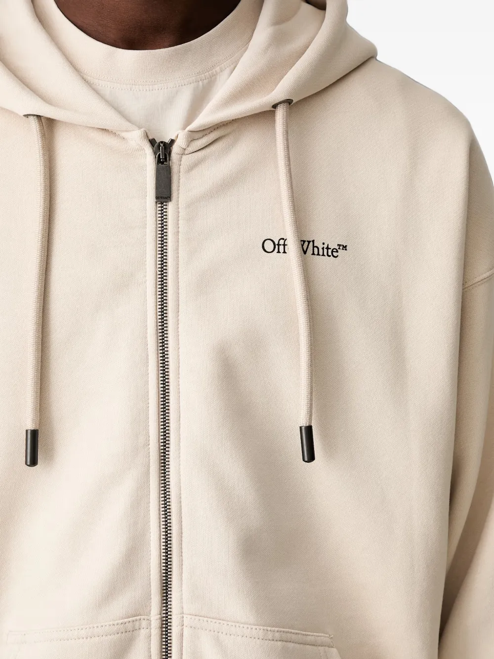 Off-White Hoodie met rits Beige