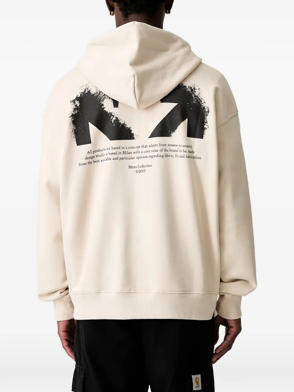 Off-White Hoodie met rits Beige
