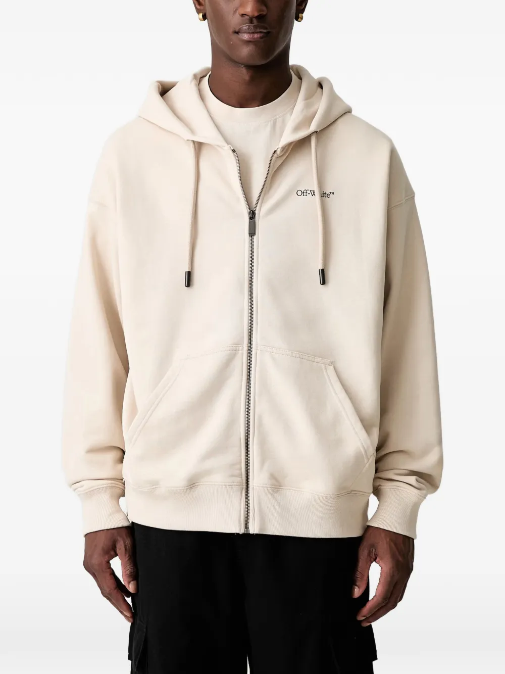 Off-White худи на молнии с логотипом Arrows | нейтральные цвета | Image 1