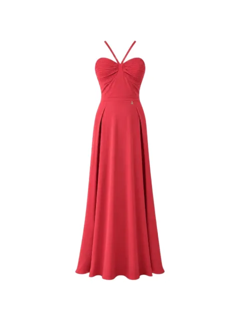 DiveDivine Flora draped-bodice side-slit maxi dress
