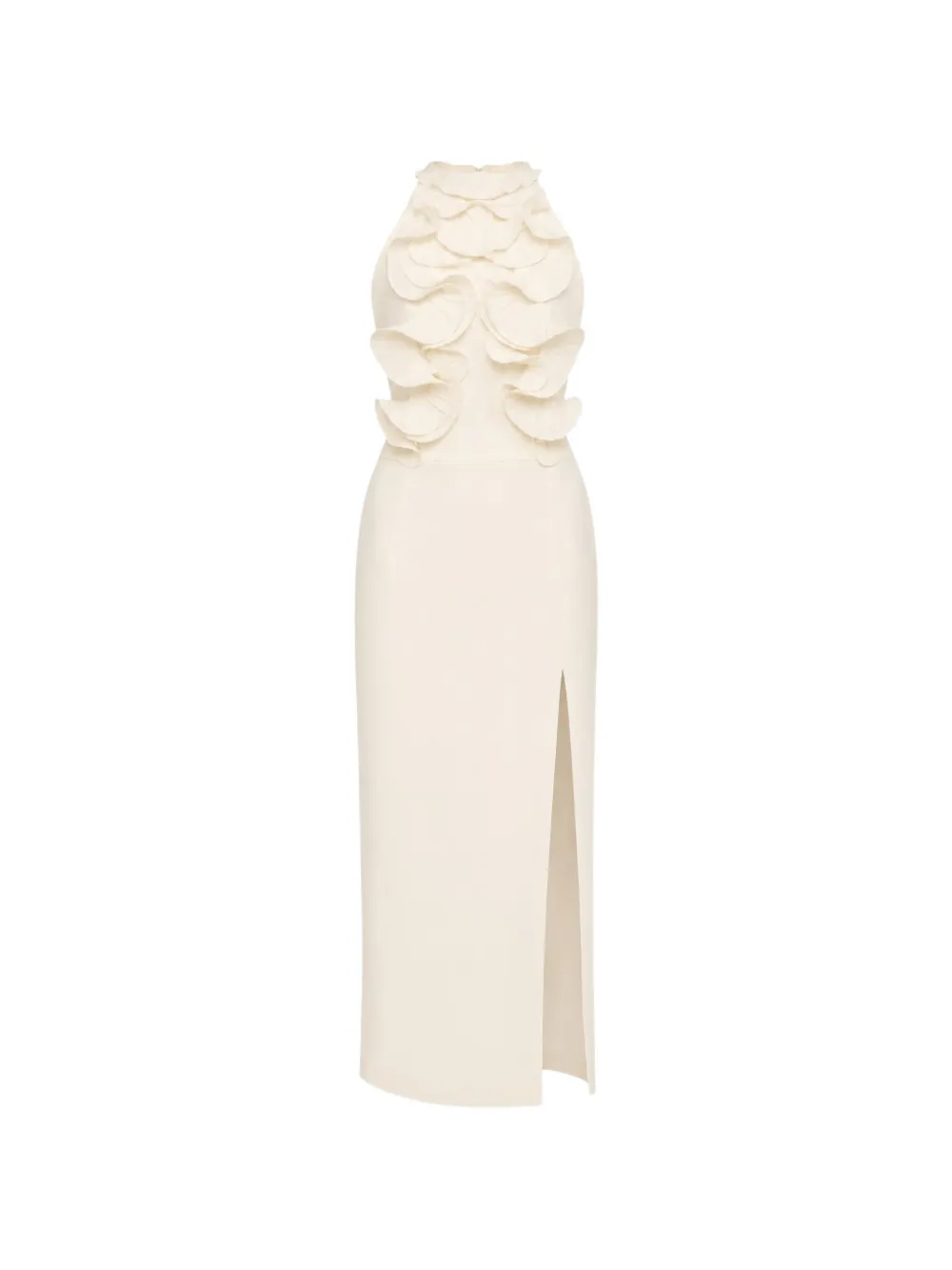 DiveDivine Sole floral-appliqué halterneck midi dress - Bianco