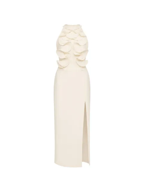 DiveDivine Sole floral-appliqué halterneck midi dress