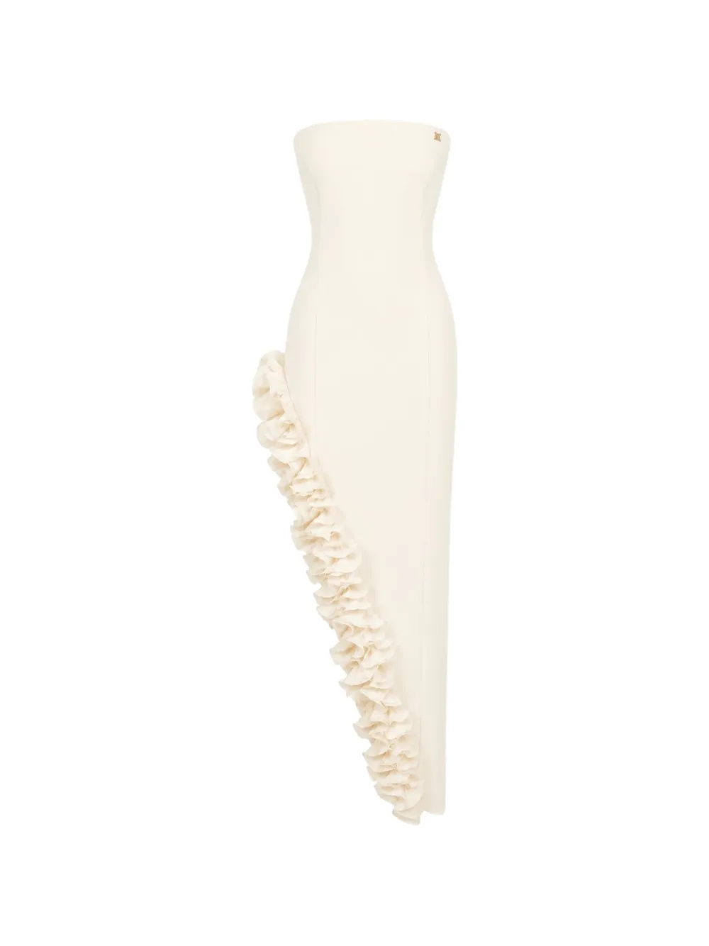 DiveDivine Talita ruffle-trim strapless maxi dress - Toni neutri