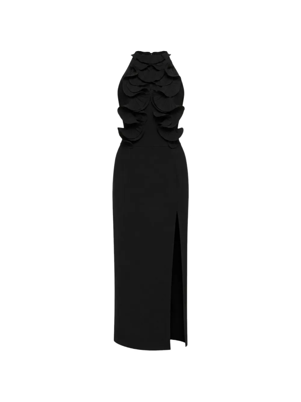 DiveDivine flower-appliqué halterneck midi dress