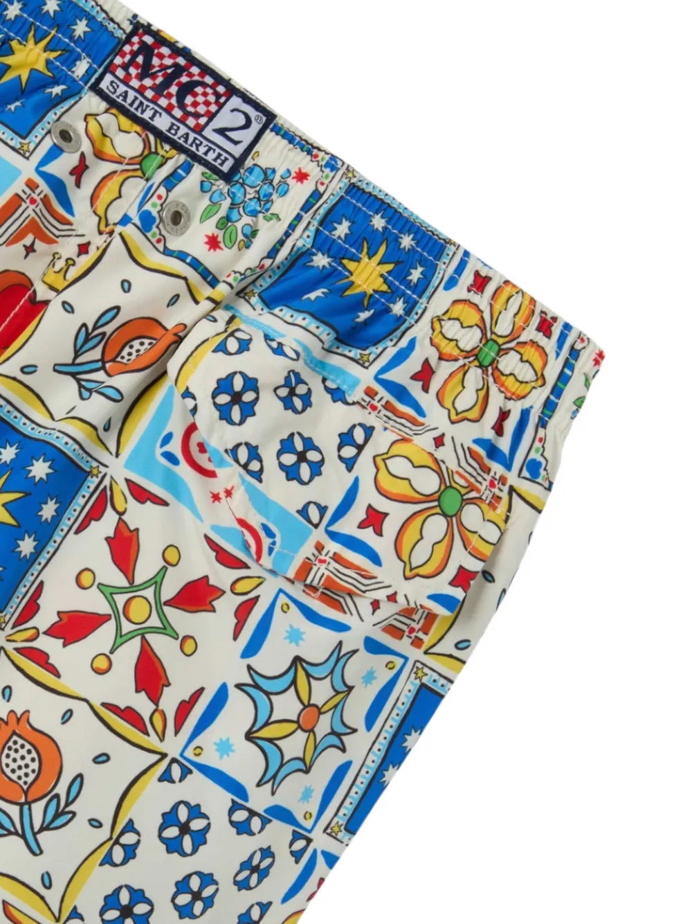 MC2 Saint Barth Kids Jz zwembroek met maiolica-print Wit