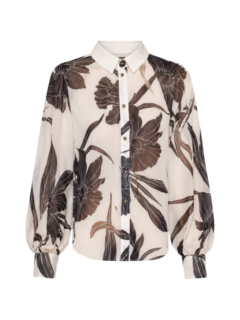 DiveDivine Nora floral-print puff-sleeve shirt