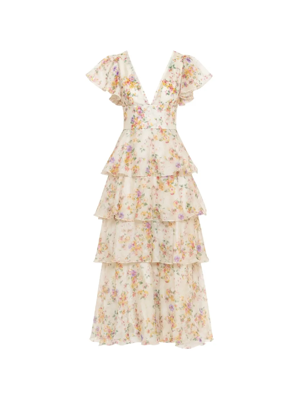 DiveDivine Rebecca floral-print ruffled maxi dress