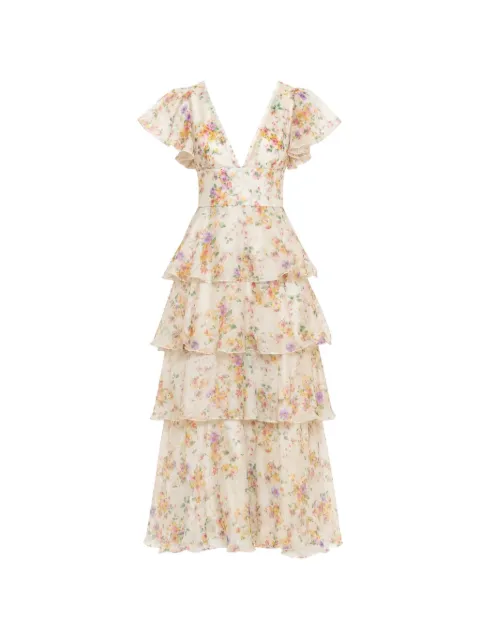 DiveDivine Rebecca floral-print ruffled maxi dress