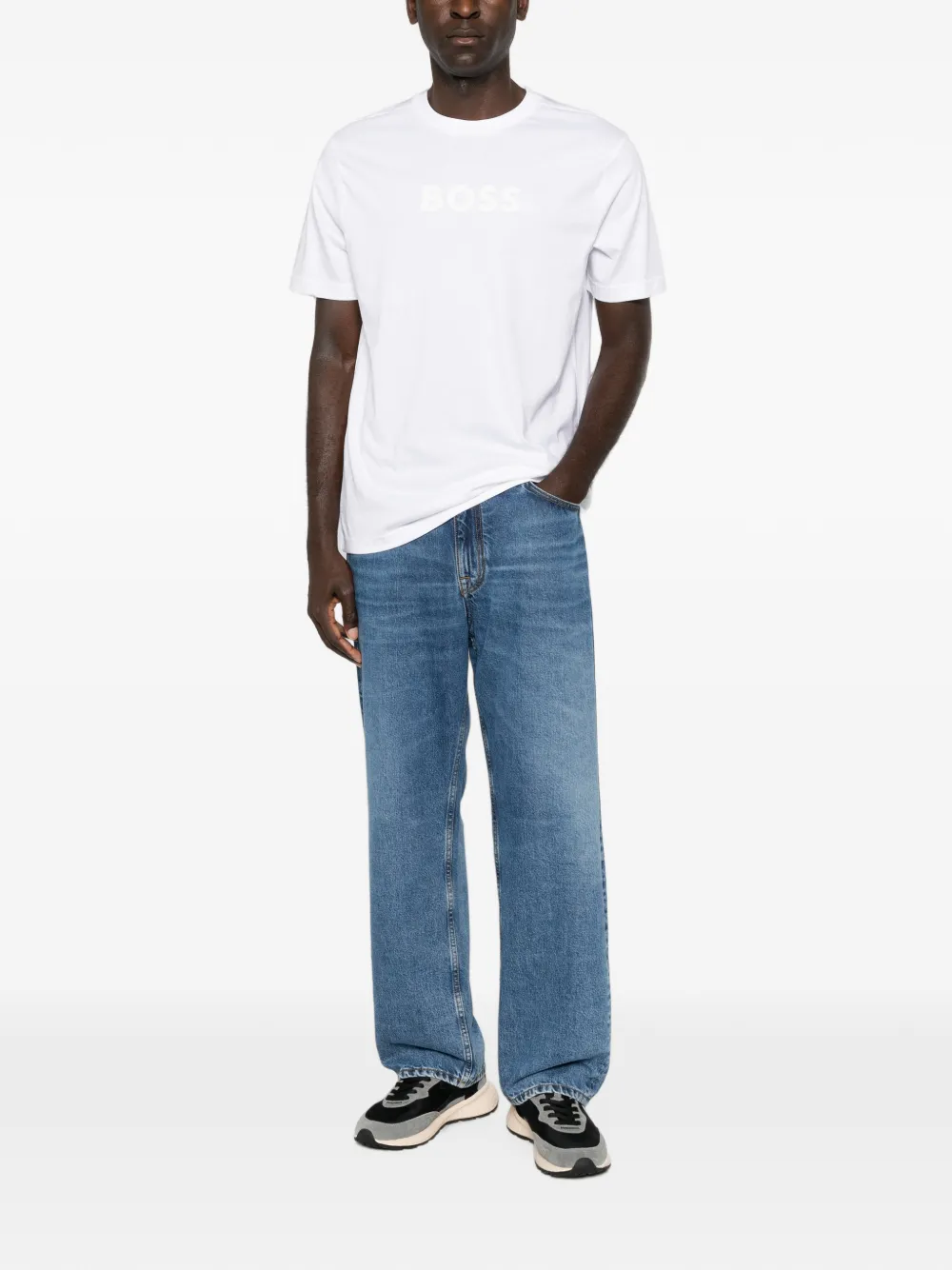BOSS T-shirt met logoprint Wit