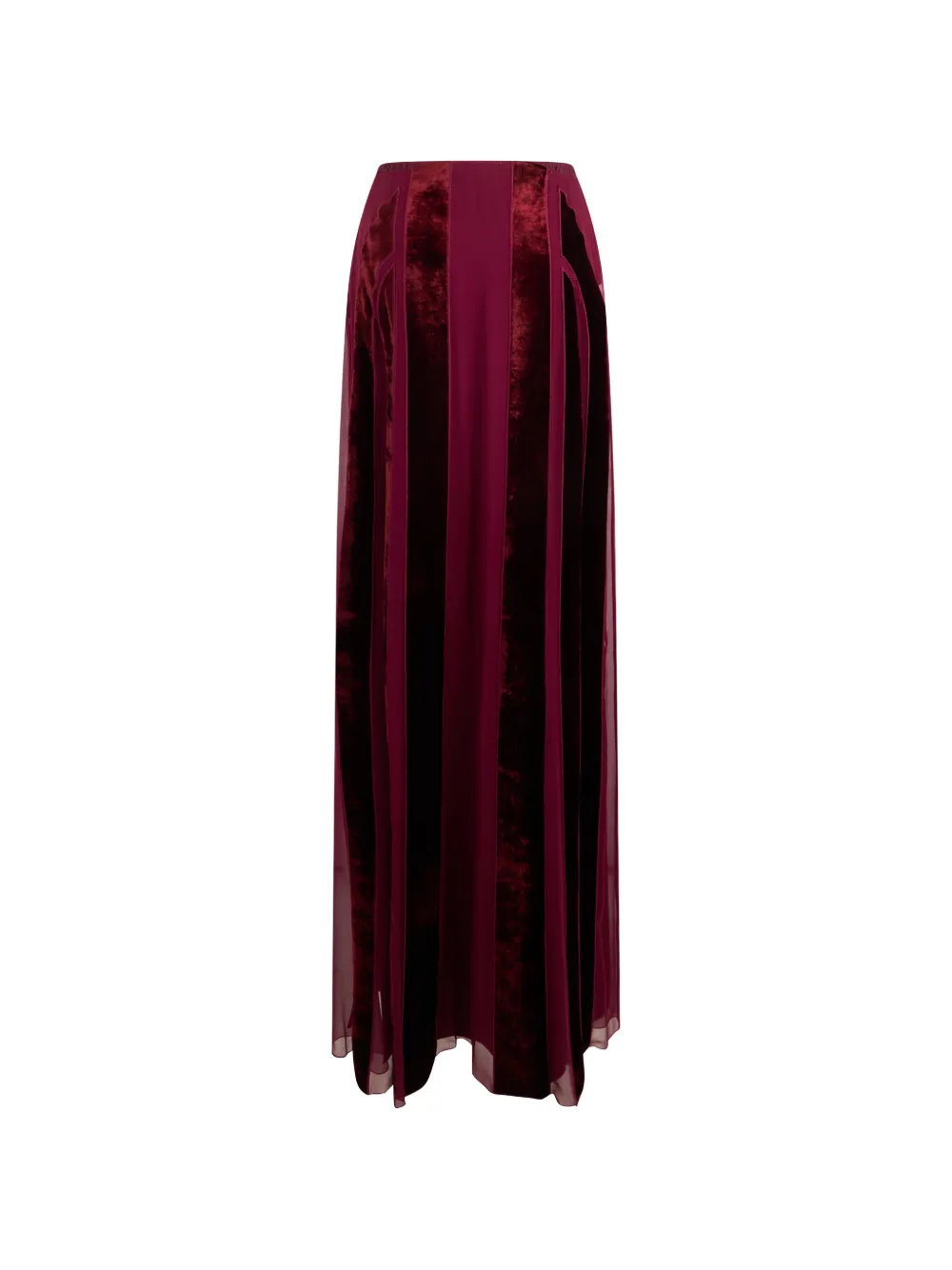 Alberta Ferretti Maxi-plooirok met fluwelen vlakken Rood
