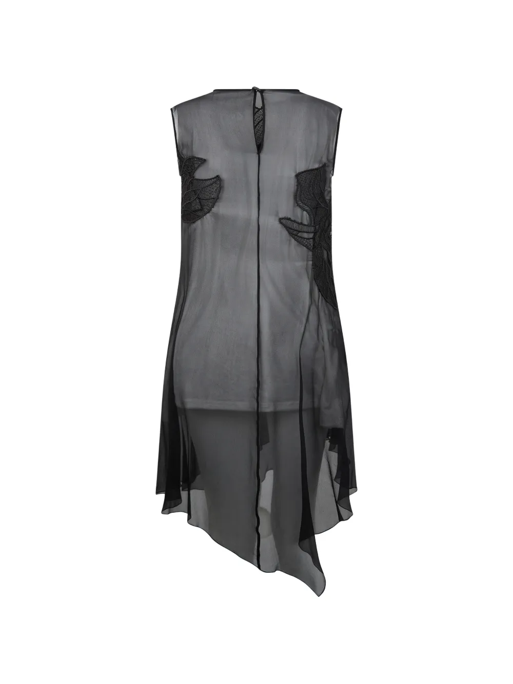Alberta Ferretti Asymmetrische midi-jurk met kanten detail Zwart