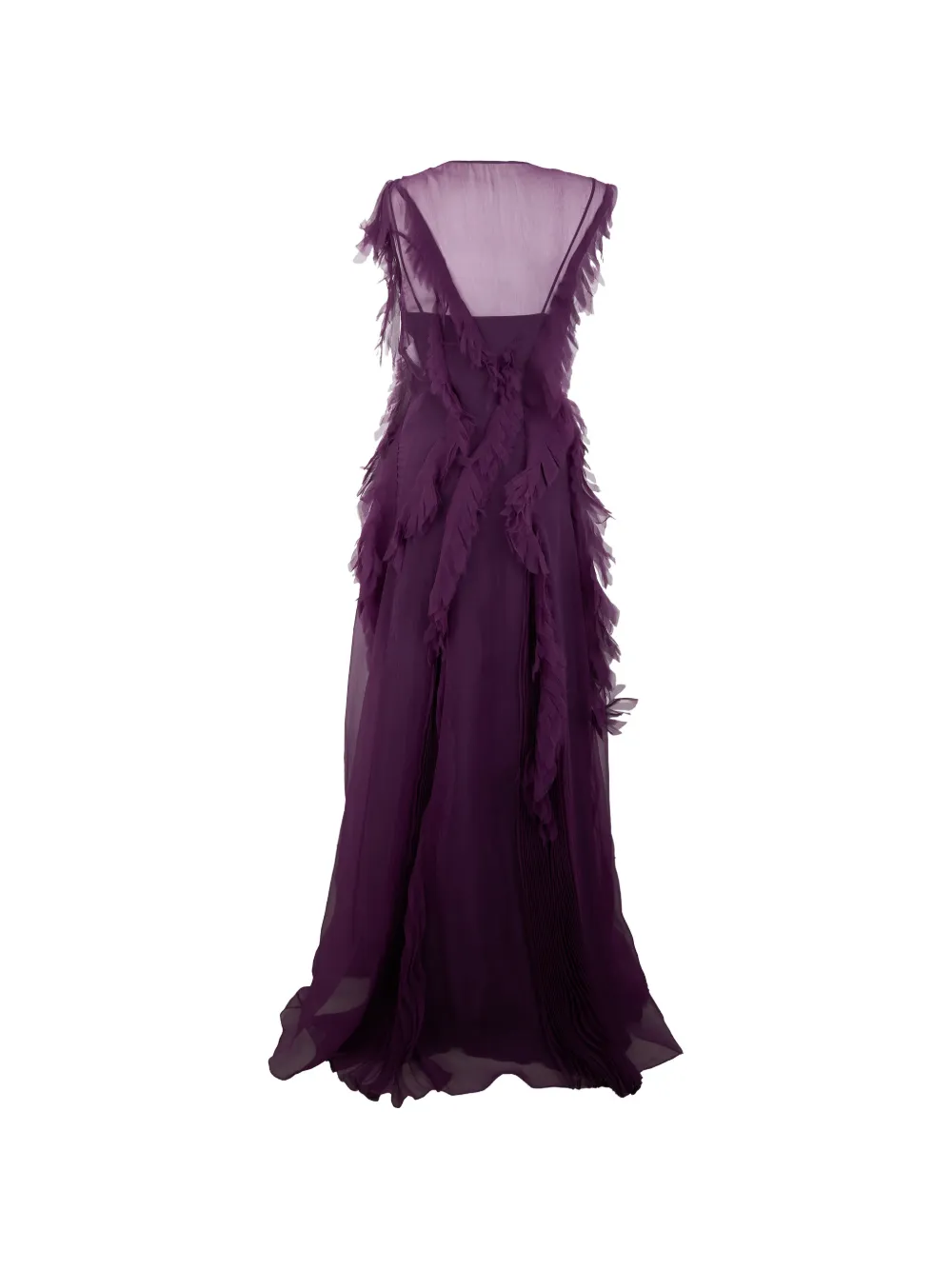 Alberta Ferretti ruffled silk gown Paars