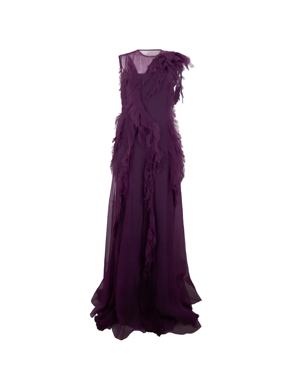 Alberta Ferretti ruffled silk gown Paars