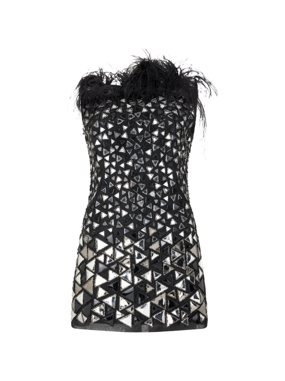 Alberta Ferretti feather-trim metallic-effect tank top - Nero