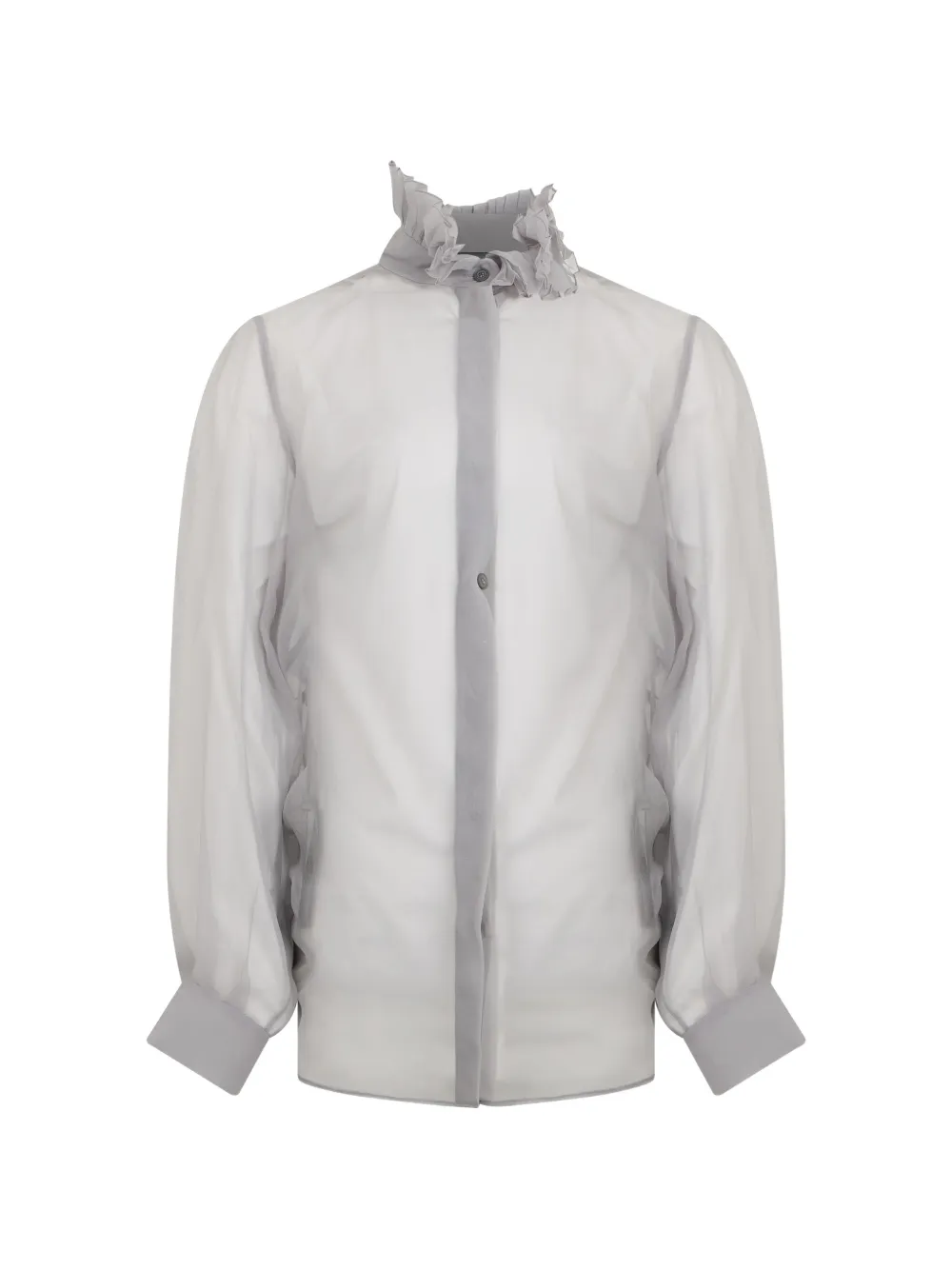 Alberta Ferretti ruffled-collar silk shirt - Grau