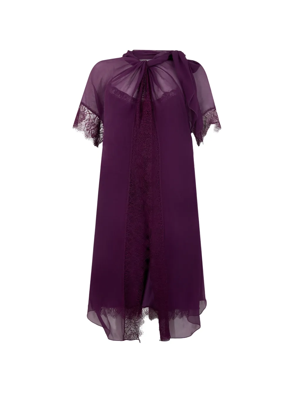 Alberta Ferretti lace-trim silk midi dress - Violett