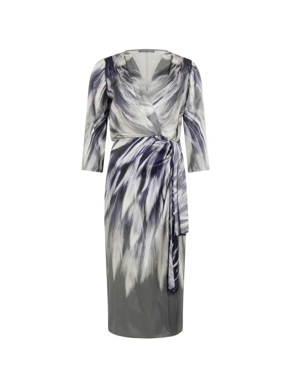 Alberta Ferretti abstract-print satin midi dress Grijs