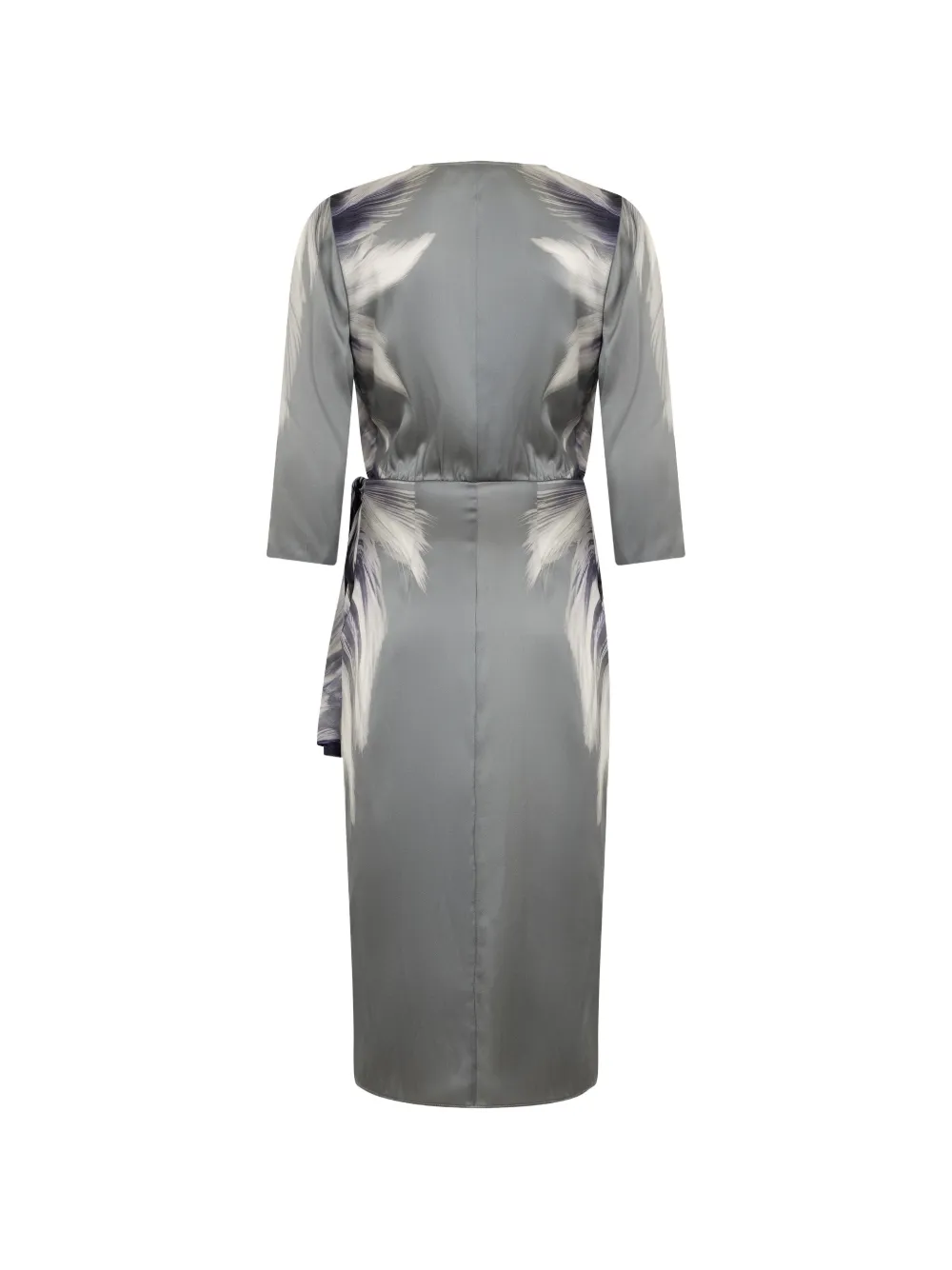 Alberta Ferretti abstract-print satin midi dress Grijs