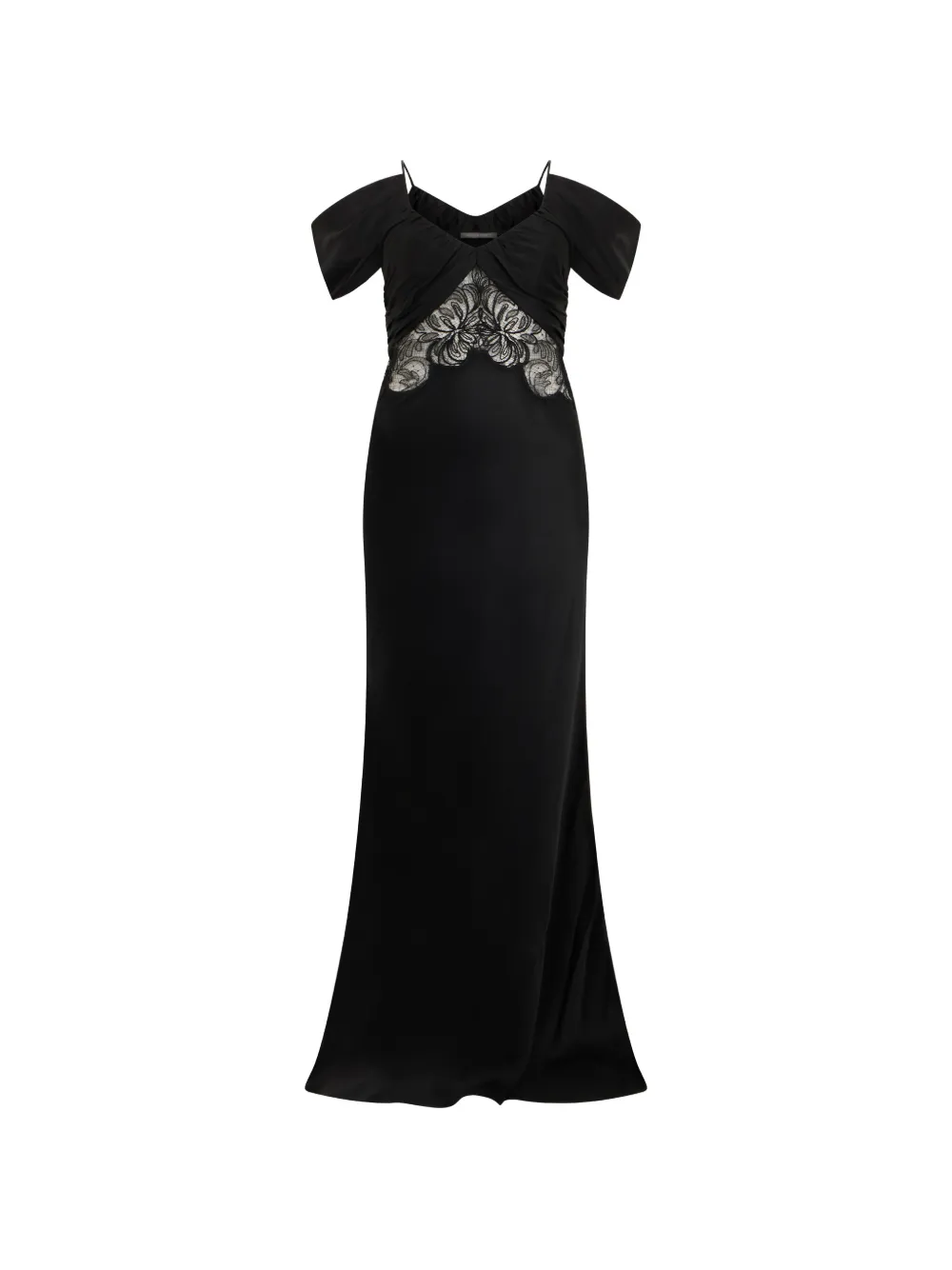 Alberta Ferretti lace-detail off-shoulder gown - Nero