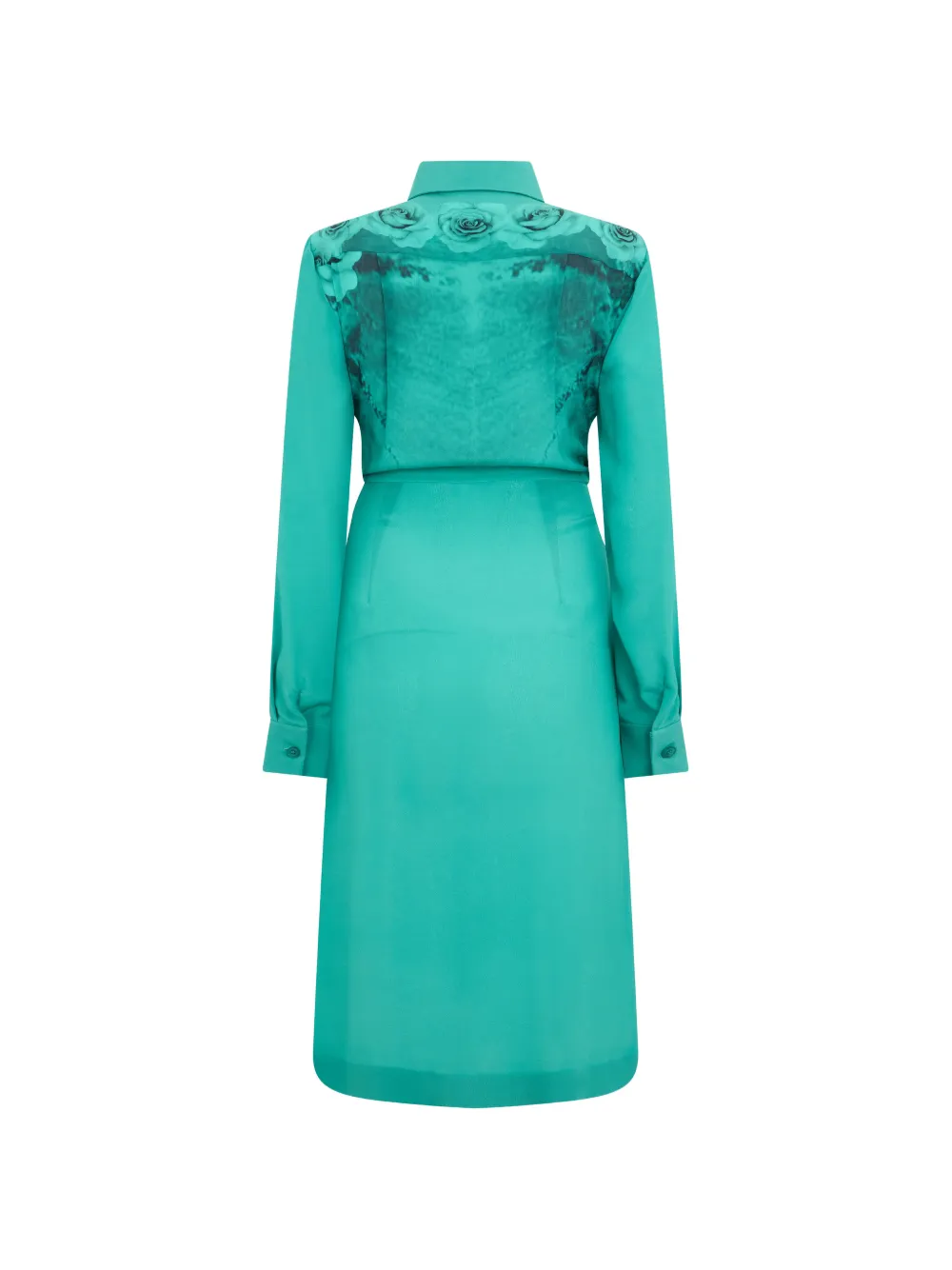 Alberta Ferretti rose-print belted midi shirt dress Blauw