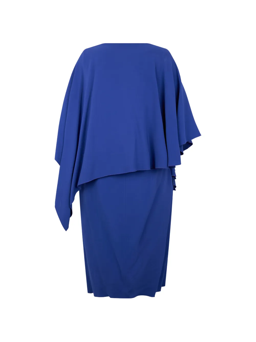 Alberta Ferretti cape-detail draped midi dress Blauw