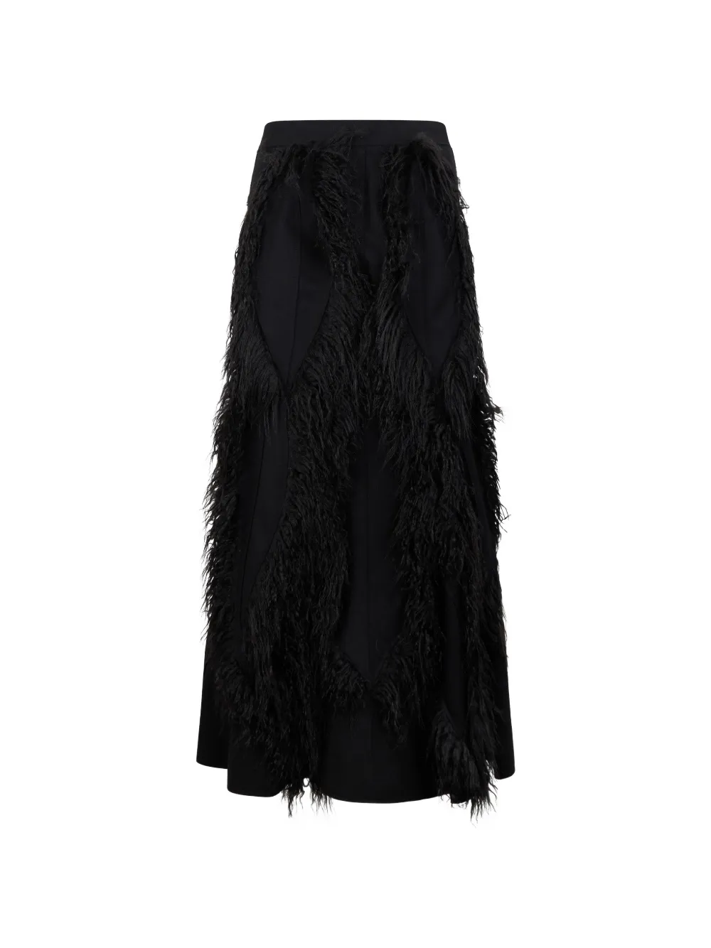 Alberta Ferretti fringed panelled maxi skirt - Nero