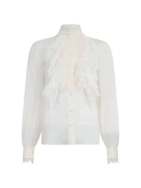 Alberta Ferretti lace-trim ruffled shirt