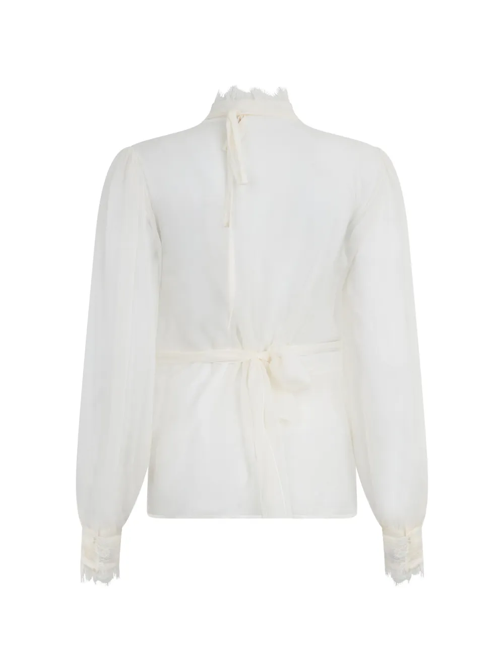 Alberta Ferretti Blouse met afwerking van kant en ruches Wit