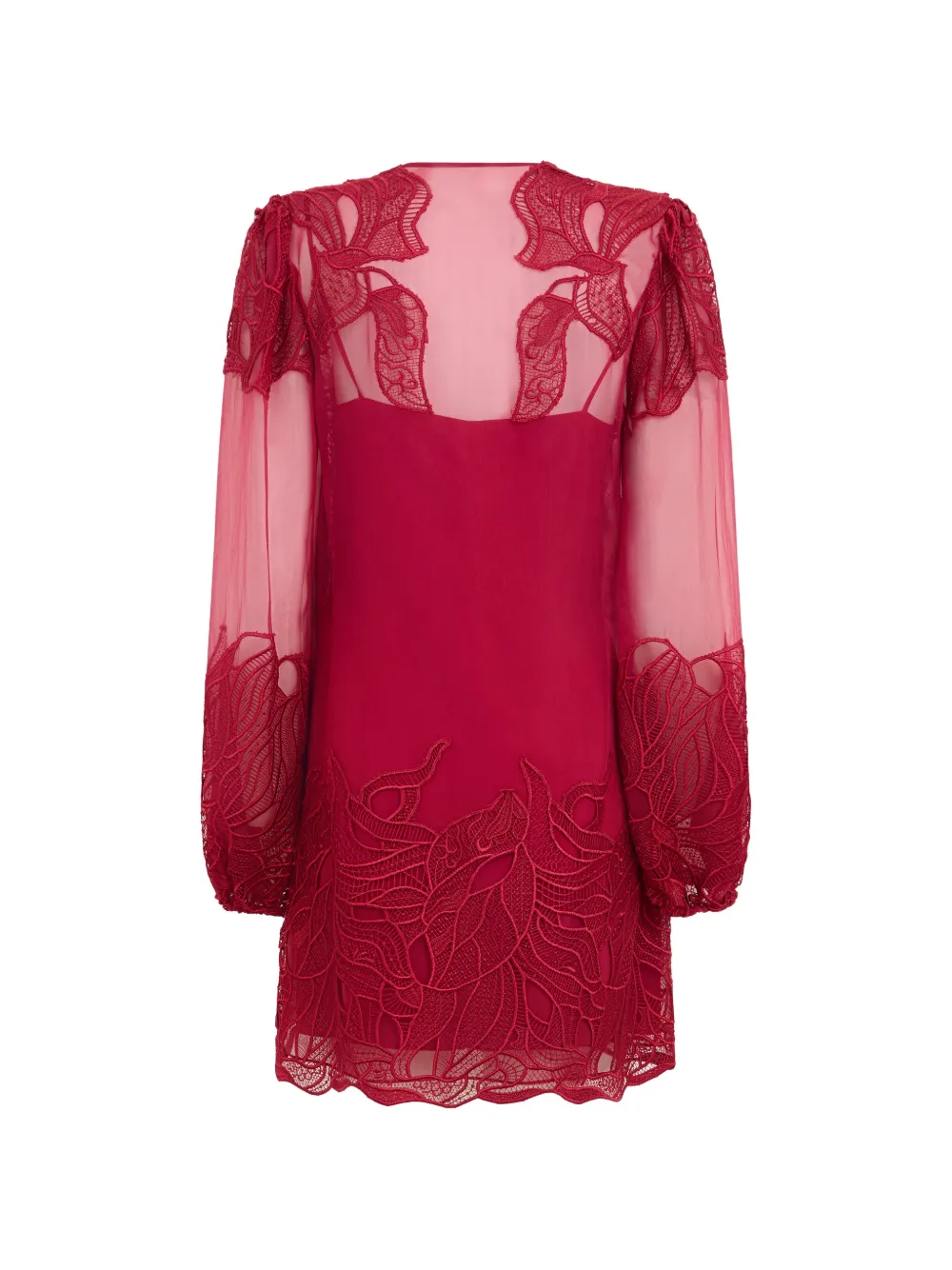 Alberta Ferretti Mini-jurk met doorzichtige mouwen Rood