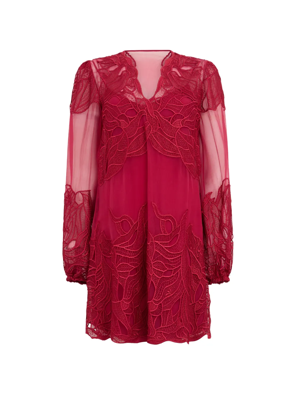 Alberta Ferretti sheer-sleeve mini dress · 40