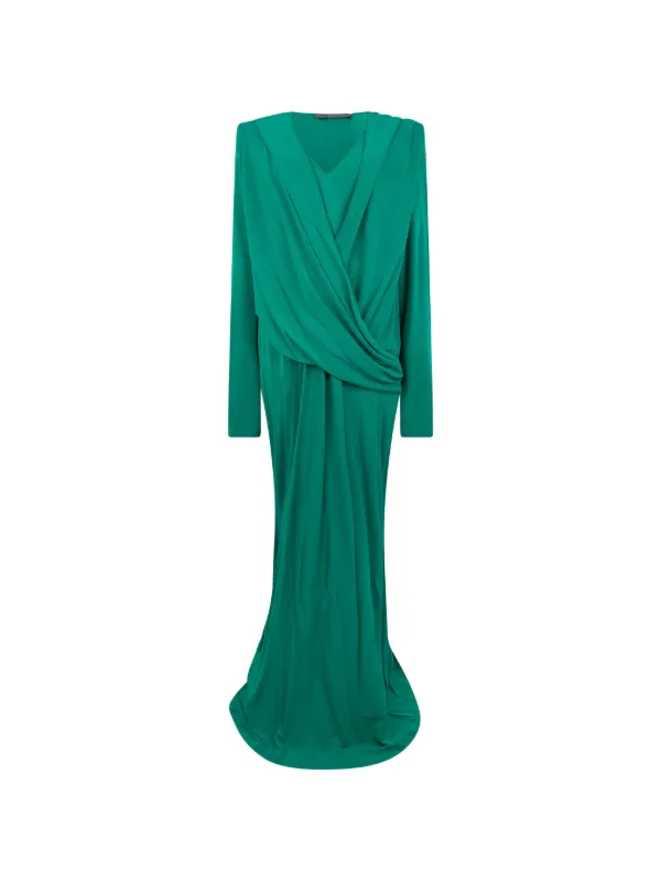 alberta ferretti green dress Draped Maxi | c&s25