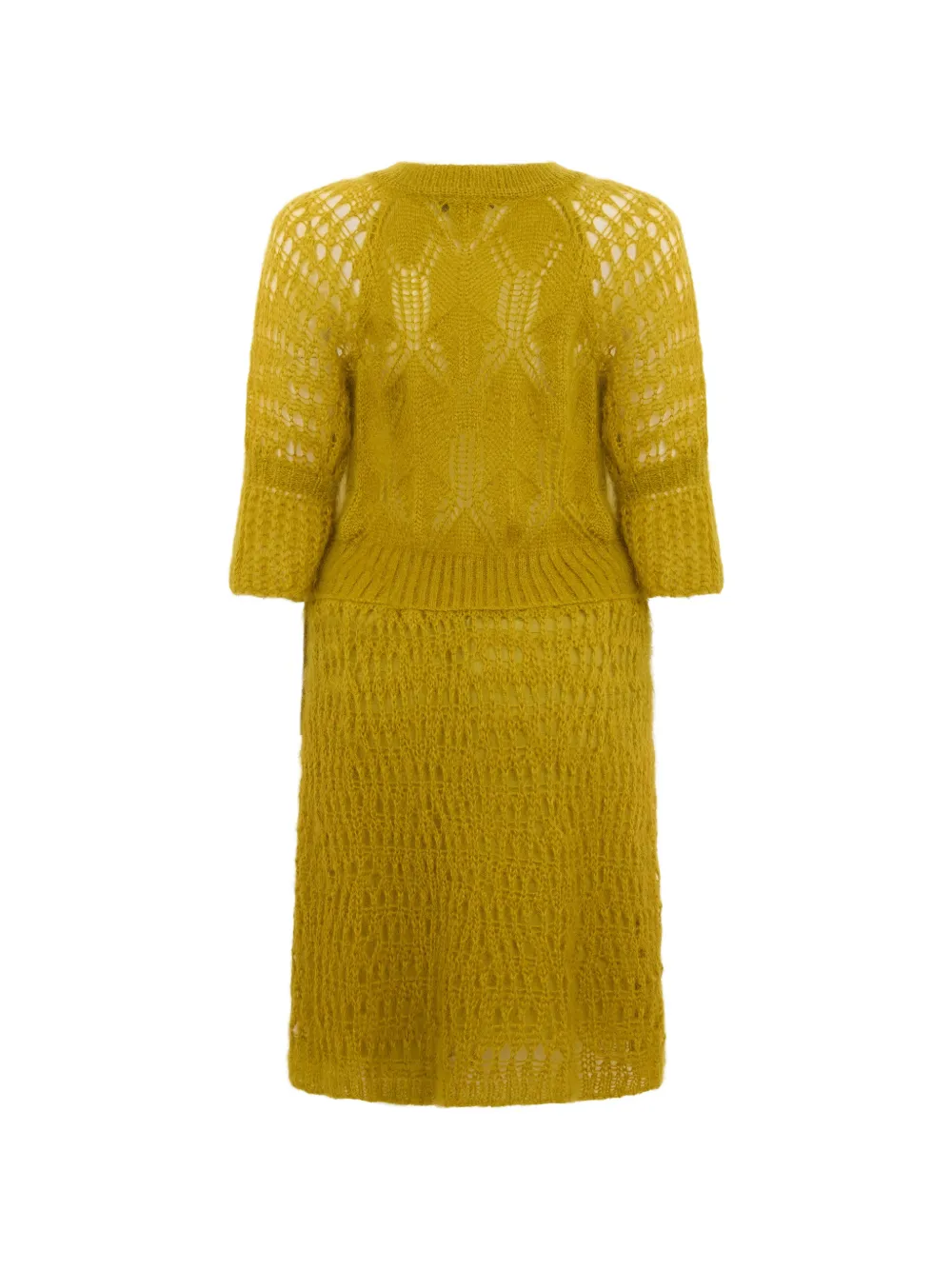 Alberta Ferretti Opengebreide midi-jurk Geel